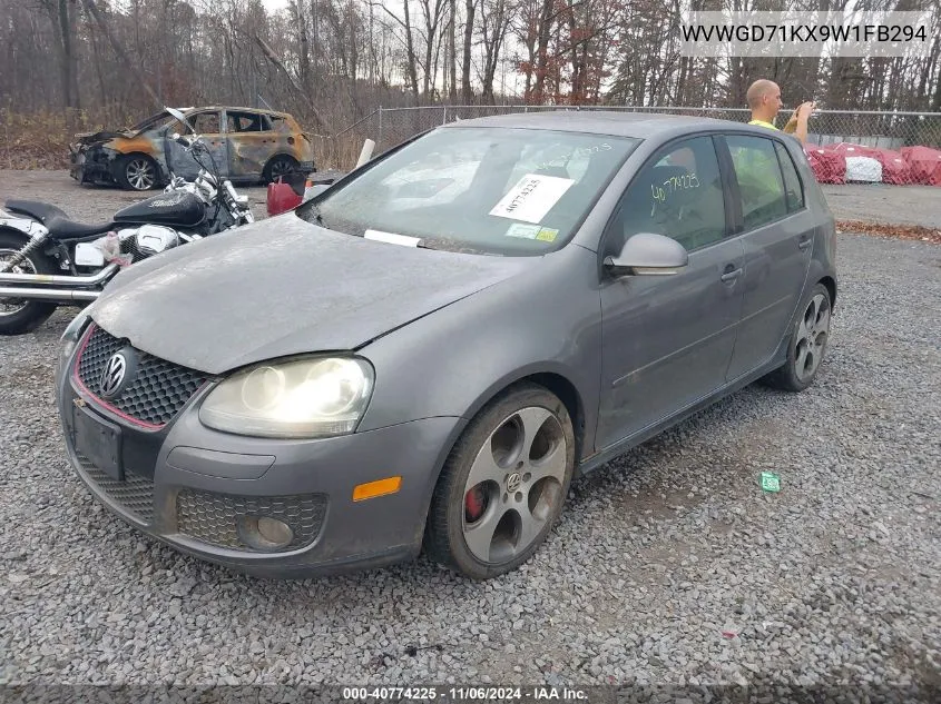 2009 Volkswagen Gti 4-Door VIN: WVWGD71KX9W1FB294 Lot: 40774225