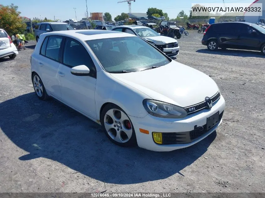 2010 Volkswagen Gti VIN: WVWGV7AJ1AW243332 Lot: 12076045