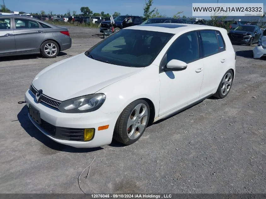 2010 Volkswagen Gti VIN: WVWGV7AJ1AW243332 Lot: 12076045