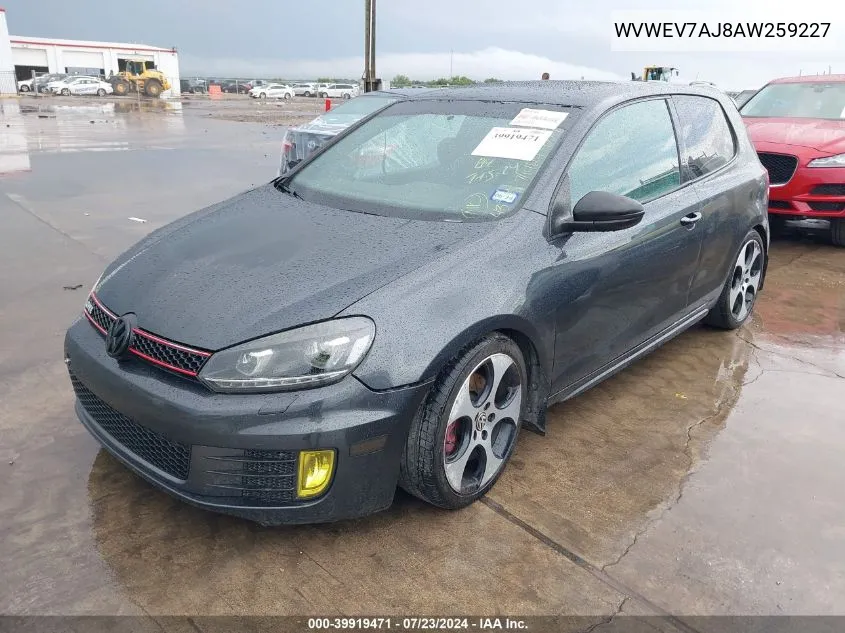 2010 Volkswagen Gti 2-Door VIN: WVWEV7AJ8AW259227 Lot: 39919471