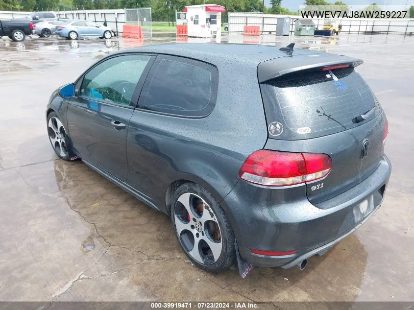 2010 Volkswagen Gti 2-Door VIN: WVWEV7AJ8AW259227 Lot: 39919471