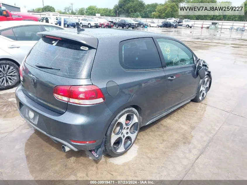 2010 Volkswagen Gti 2-Door VIN: WVWEV7AJ8AW259227 Lot: 39919471