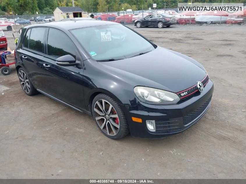 WVWGD7AJ6AW375571 2010 Volkswagen Gti 4-Door