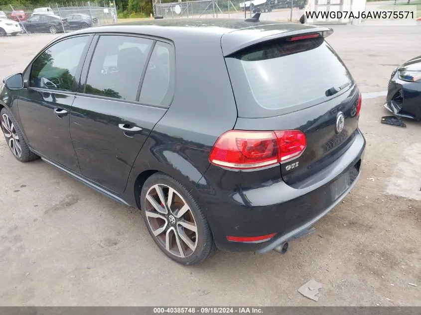 2010 Volkswagen Gti 4-Door VIN: WVWGD7AJ6AW375571 Lot: 40385748