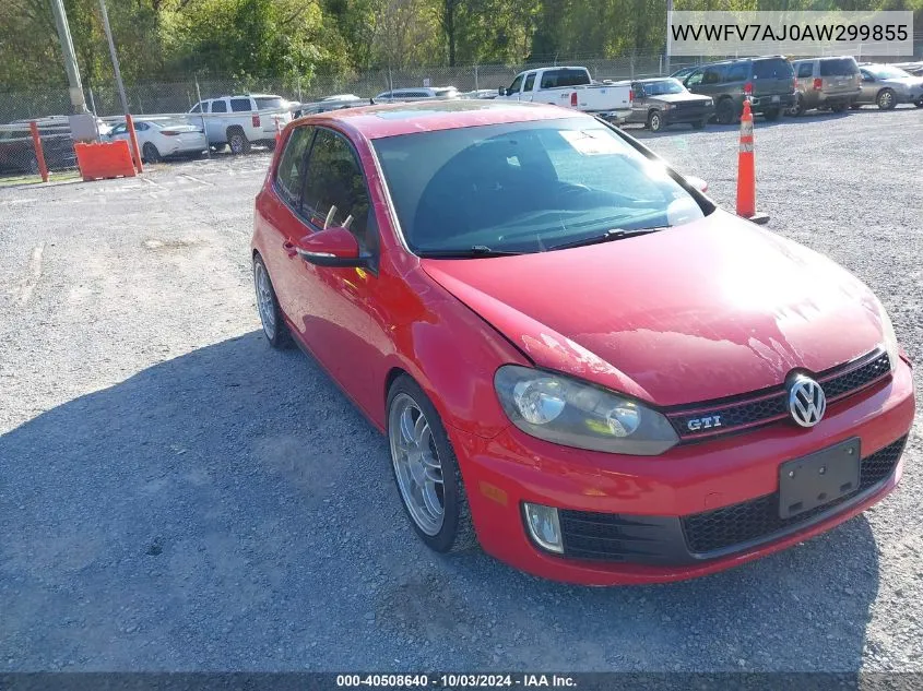 2010 Volkswagen Gti 2-Door VIN: WVWFV7AJ0AW299855 Lot: 40508640