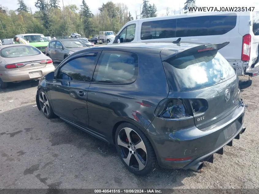 2010 Volkswagen Gti 2-Door VIN: WVWEV7AJ0AW235147 Lot: 40541515