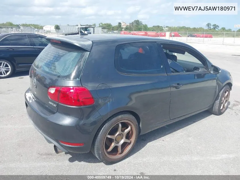 2010 Volkswagen Gti 2-Door VIN: WVWEV7AJ5AW180971 Lot: 40559749