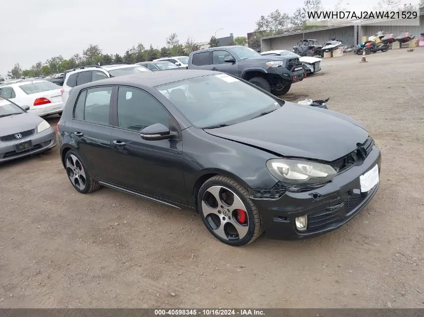 2010 Volkswagen Gti 4-Door VIN: WVWHD7AJ2AW421529 Lot: 40598345