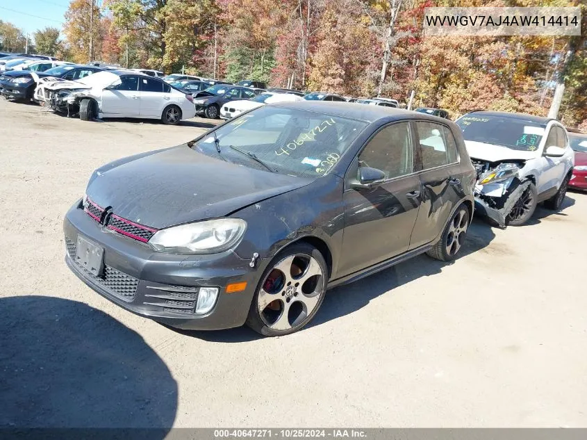 2010 Volkswagen Gti 4-Door VIN: WVWGV7AJ4AW414414 Lot: 40647271