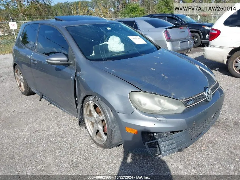 2010 Volkswagen Gti 2-Door VIN: WVWFV7AJ1AW260014 Lot: 40662568