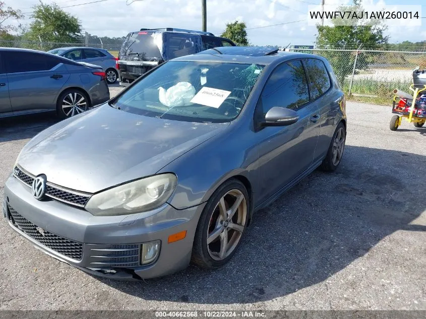 2010 Volkswagen Gti 2-Door VIN: WVWFV7AJ1AW260014 Lot: 40662568