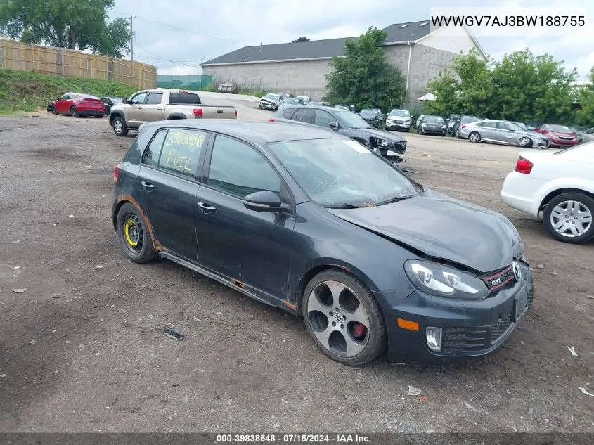 2011 Volkswagen Gti 4-Door Autobahn VIN: WVWGV7AJ3BW188755 Lot: 39838548