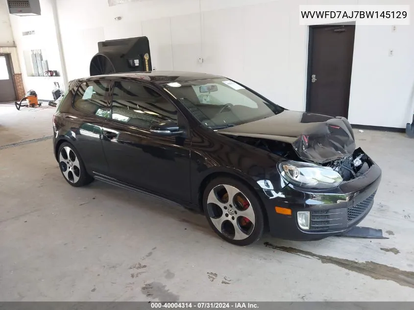 2011 Volkswagen Gti 2-Door VIN: WVWFD7AJ7BW145129 Lot: 40004314