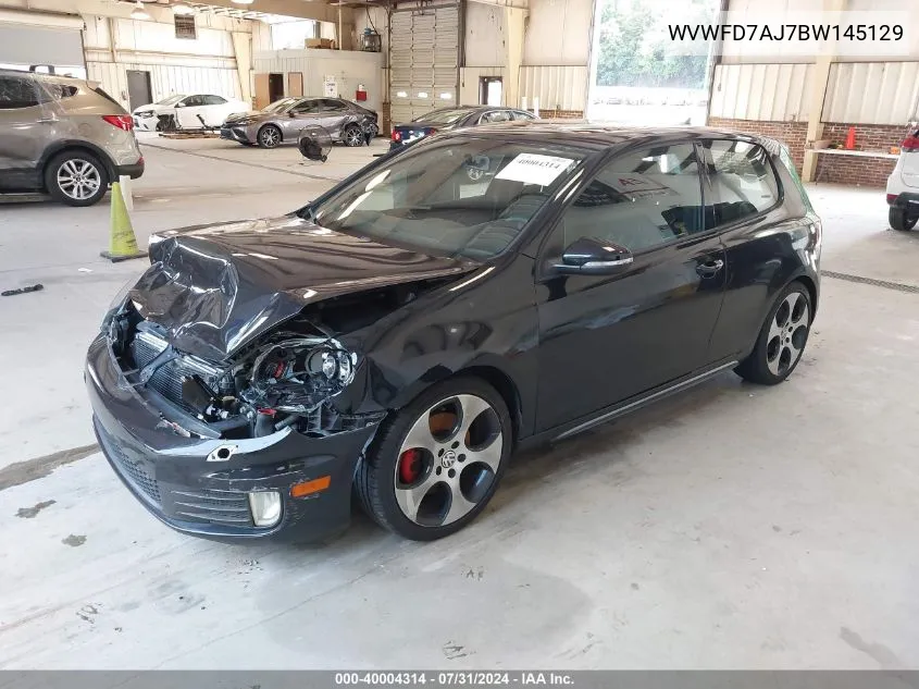 2011 Volkswagen Gti 2-Door VIN: WVWFD7AJ7BW145129 Lot: 40004314