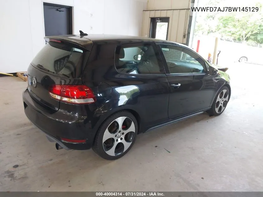 2011 Volkswagen Gti 2-Door VIN: WVWFD7AJ7BW145129 Lot: 40004314