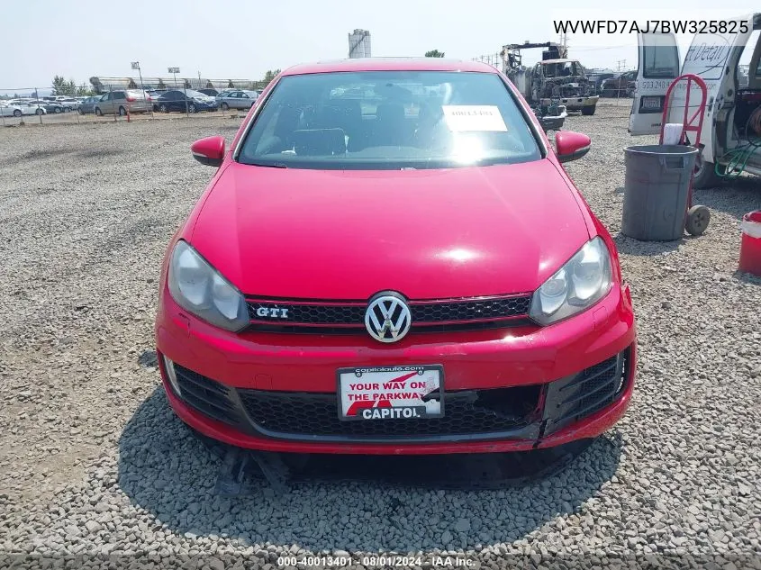 2011 Volkswagen Gti 2-Door VIN: WVWFD7AJ7BW325825 Lot: 40013401