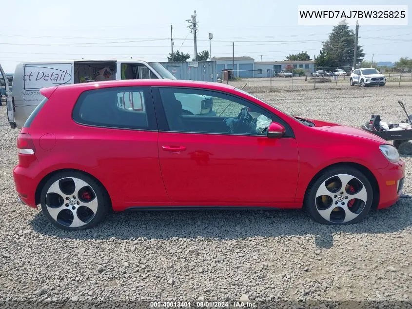 2011 Volkswagen Gti 2-Door VIN: WVWFD7AJ7BW325825 Lot: 40013401