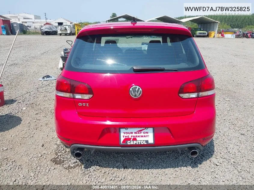 2011 Volkswagen Gti 2-Door VIN: WVWFD7AJ7BW325825 Lot: 40013401