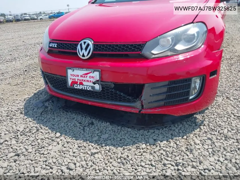 2011 Volkswagen Gti 2-Door VIN: WVWFD7AJ7BW325825 Lot: 40013401