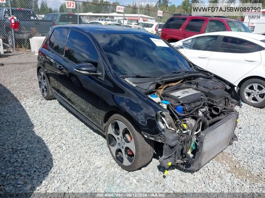 2011 Volkswagen Gti 2-Door VIN: WVWFD7AJ5BW089790 Lot: 40087891