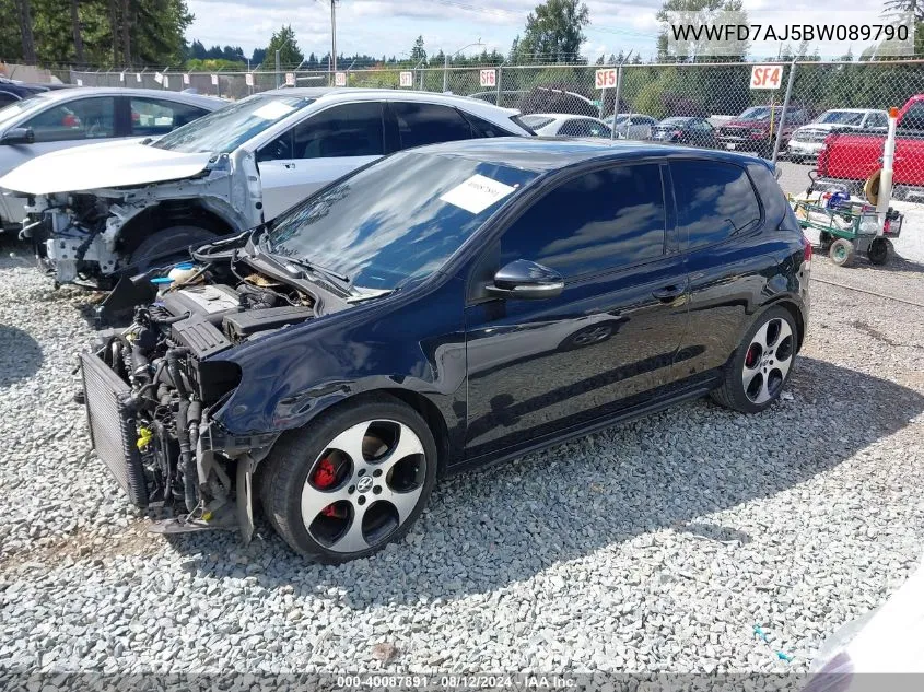 2011 Volkswagen Gti 2-Door VIN: WVWFD7AJ5BW089790 Lot: 40087891