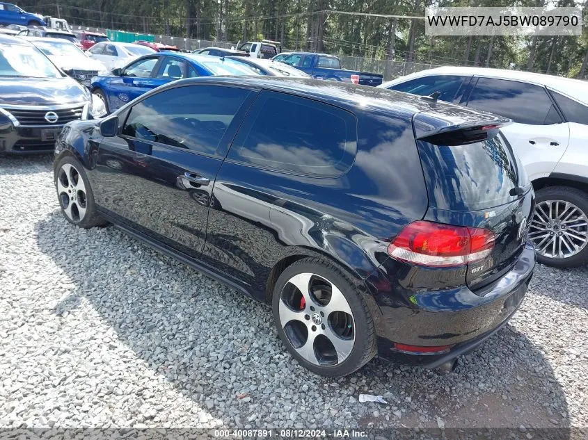 2011 Volkswagen Gti 2-Door VIN: WVWFD7AJ5BW089790 Lot: 40087891