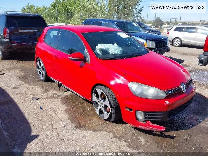 2011 Volkswagen Gti 2-Door VIN: WVWEV7AJ5BW231533 Lot: 40253743