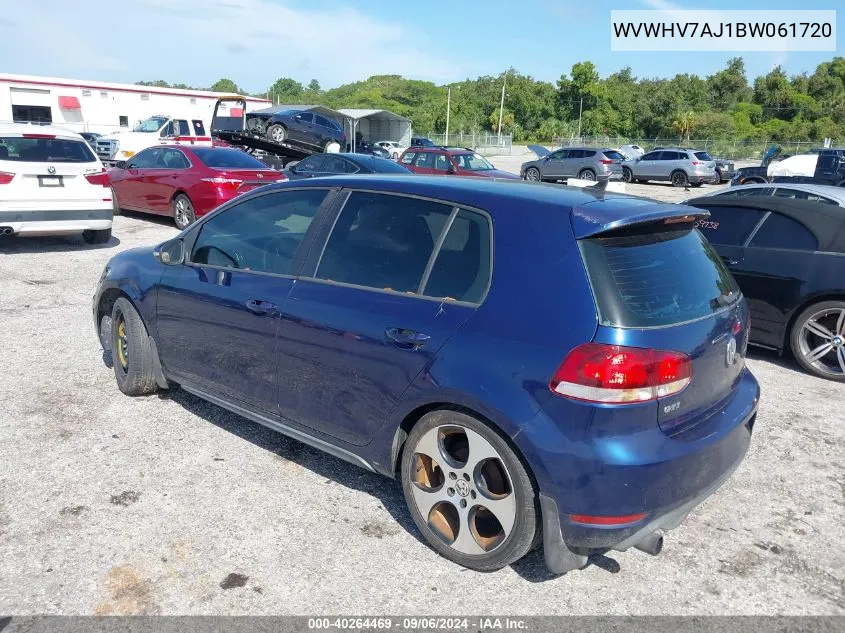 2011 Volkswagen Gti 4-Door VIN: WVWHV7AJ1BW061720 Lot: 40264469