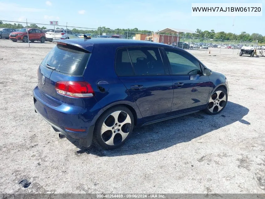 2011 Volkswagen Gti 4-Door VIN: WVWHV7AJ1BW061720 Lot: 40264469