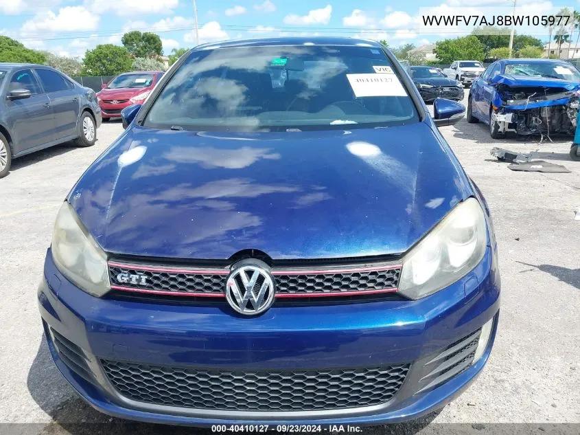 2011 Volkswagen Gti 2-Door Autobahn VIN: WVWFV7AJ8BW105977 Lot: 40410127