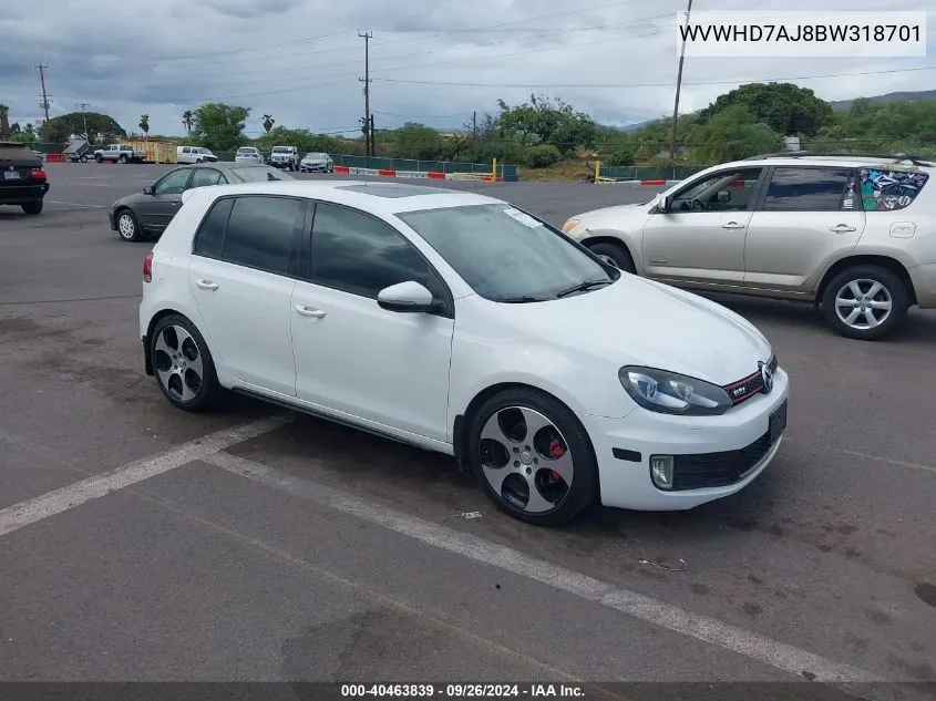 WVWHD7AJ8BW318701 2011 Volkswagen Gti 4-Door Autobahn