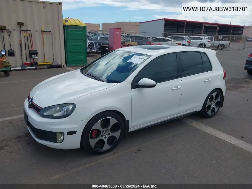 WVWHD7AJ8BW318701 2011 Volkswagen Gti 4-Door Autobahn