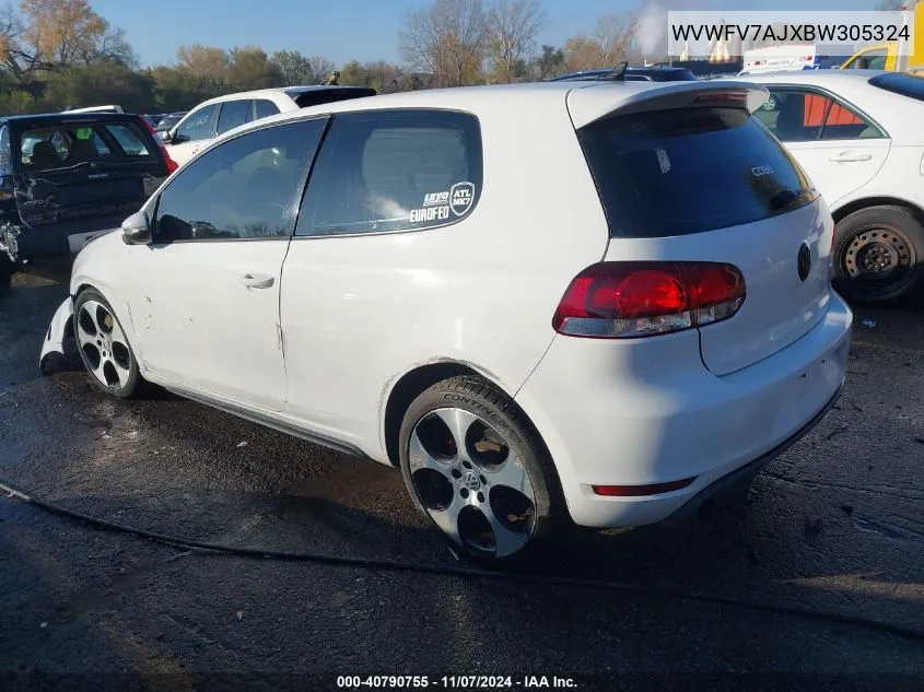 2011 Volkswagen Gti 2-Door VIN: WVWFV7AJXBW305324 Lot: 40790755