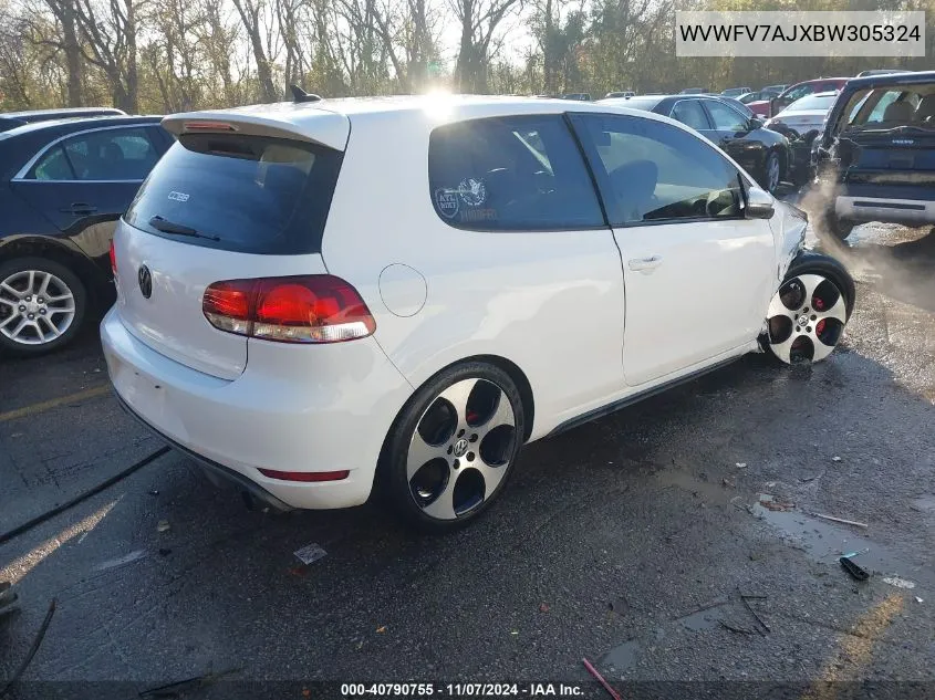 2011 Volkswagen Gti 2-Door VIN: WVWFV7AJXBW305324 Lot: 40790755