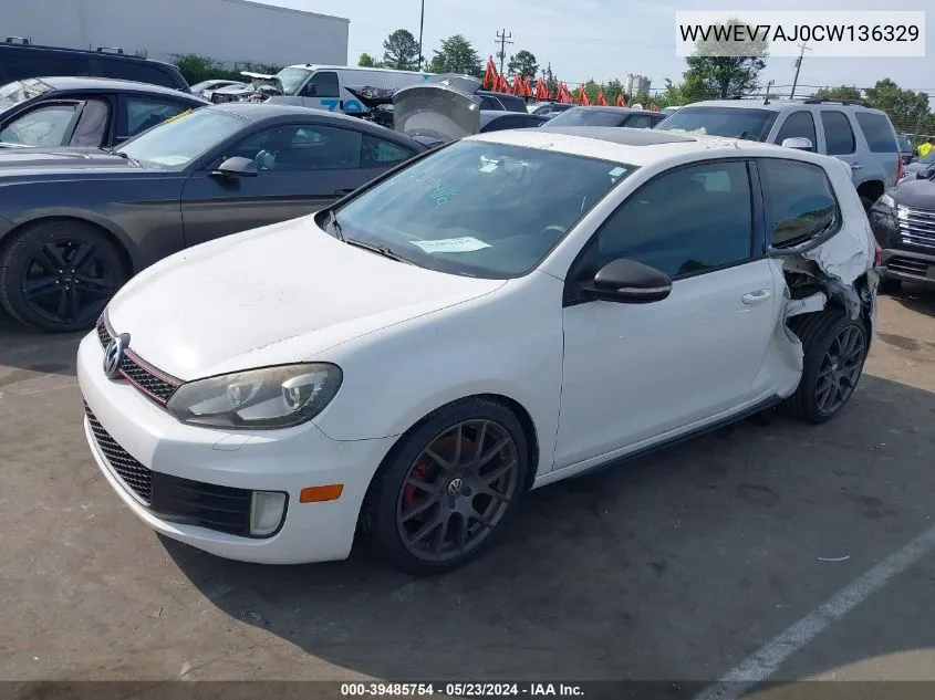 2012 Volkswagen Gti 2-Door VIN: WVWEV7AJ0CW136329 Lot: 39485754