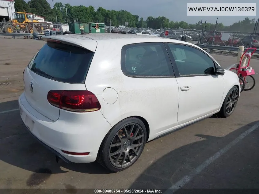 2012 Volkswagen Gti 2-Door VIN: WVWEV7AJ0CW136329 Lot: 39485754