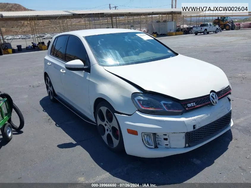 2012 Volkswagen Gti 4-Door VIN: WVWHV7AJXCW002604 Lot: 39966650