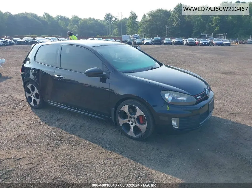 2012 Volkswagen Gti 2-Door VIN: WVWED7AJ5CW223467 Lot: 40010648