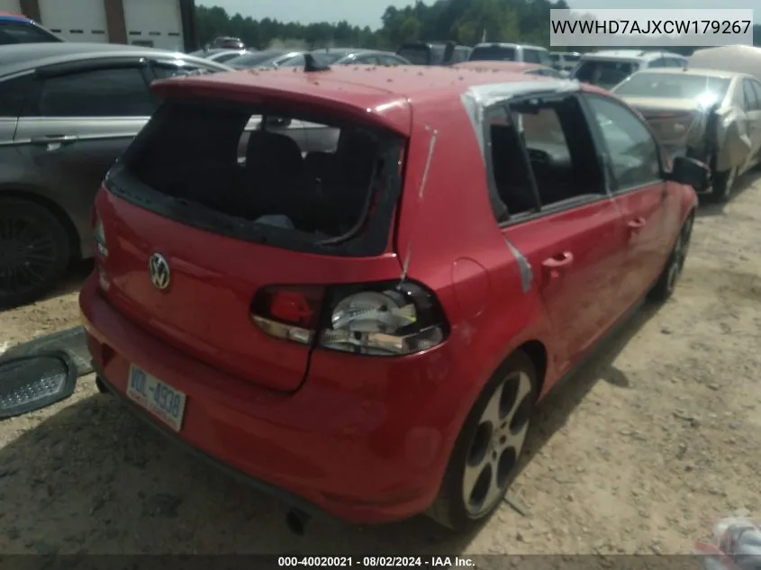 2012 Volkswagen Gti 4-Door VIN: WVWHD7AJXCW179267 Lot: 40020021