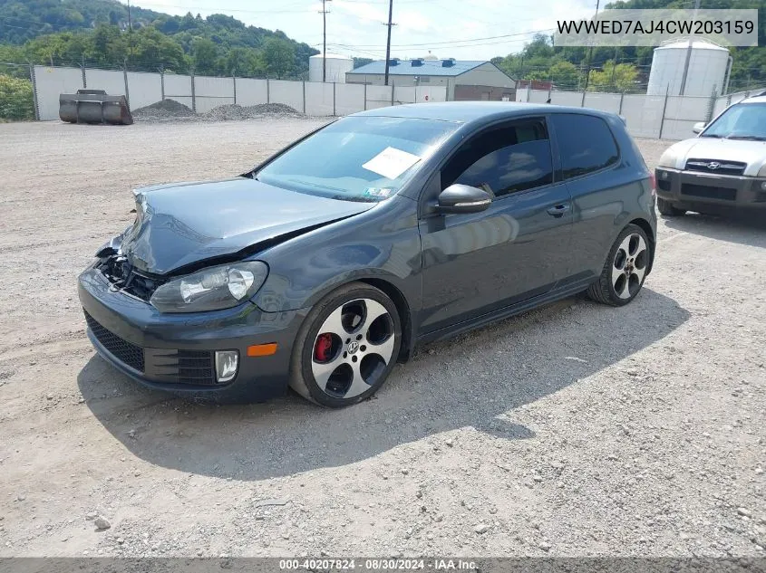 2012 Volkswagen Gti 2-Door VIN: WVWED7AJ4CW203159 Lot: 40207824