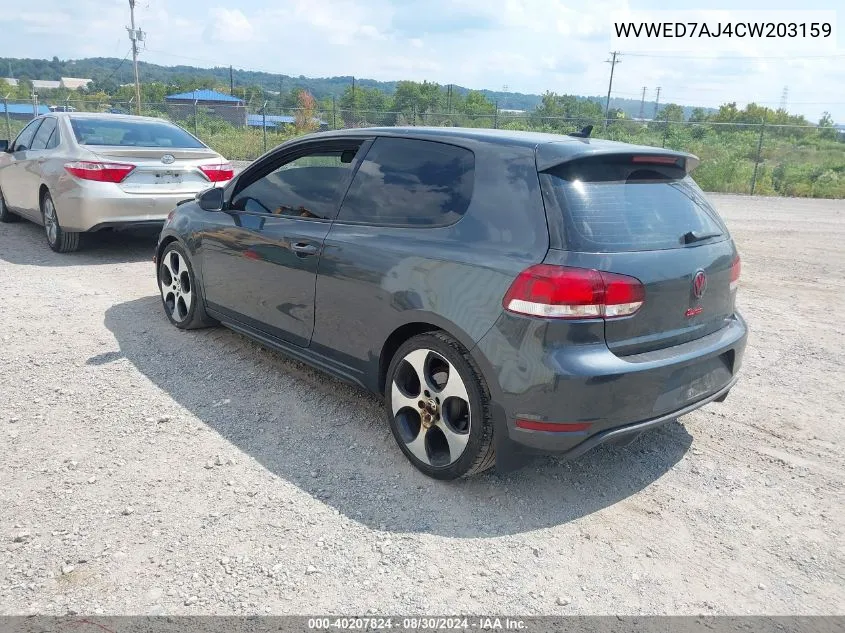 2012 Volkswagen Gti 2-Door VIN: WVWED7AJ4CW203159 Lot: 40207824