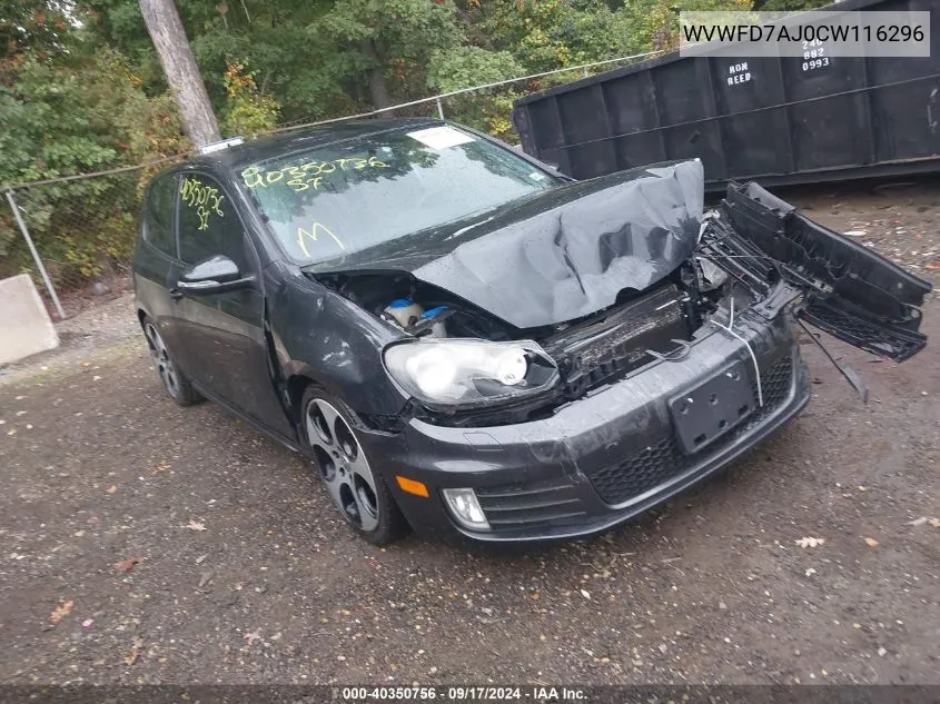 2012 Volkswagen Gti 2-Door VIN: WVWFD7AJ0CW116296 Lot: 40350756