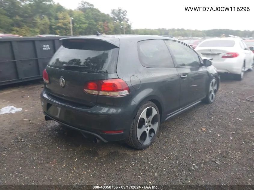 WVWFD7AJ0CW116296 2012 Volkswagen Gti 2-Door