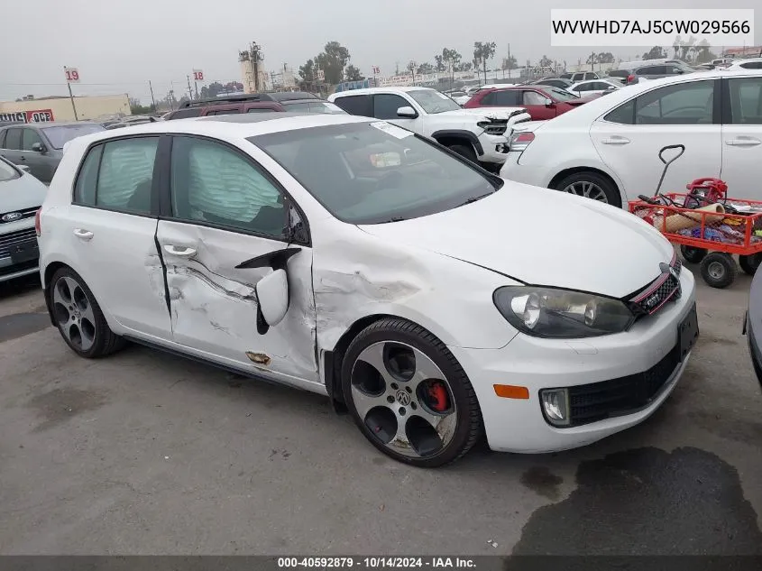 2012 Volkswagen Gti VIN: WVWHD7AJ5CW029566 Lot: 40592879