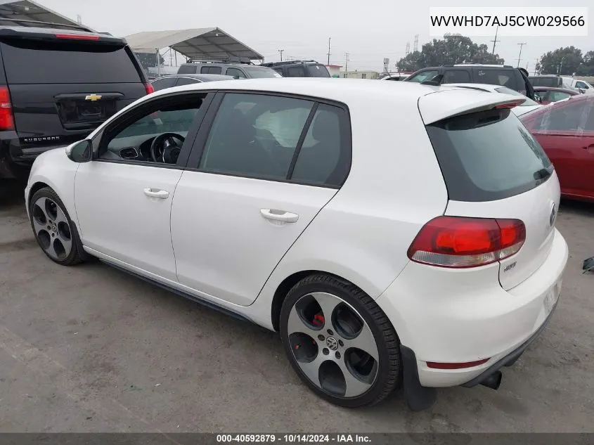 2012 Volkswagen Gti VIN: WVWHD7AJ5CW029566 Lot: 40592879