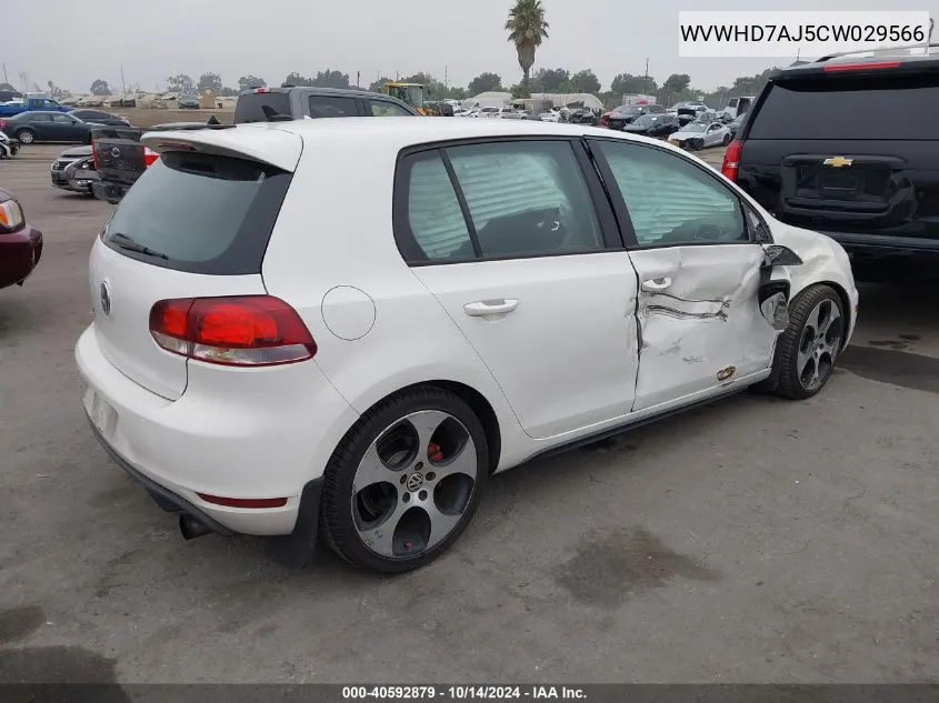 2012 Volkswagen Gti VIN: WVWHD7AJ5CW029566 Lot: 40592879