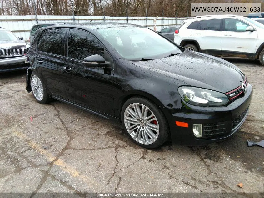 2012 Volkswagen Gti 4-Door Autobahn VIN: WVWGD7AJ4CW021633 Lot: 40766226