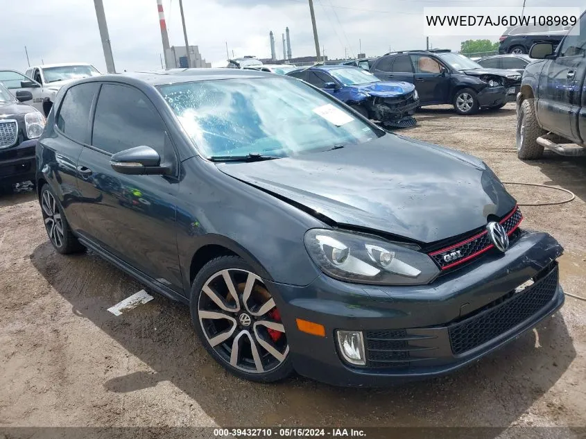 2013 Volkswagen Gti 2-Door Autobahn VIN: WVWED7AJ6DW108989 Lot: 39432710