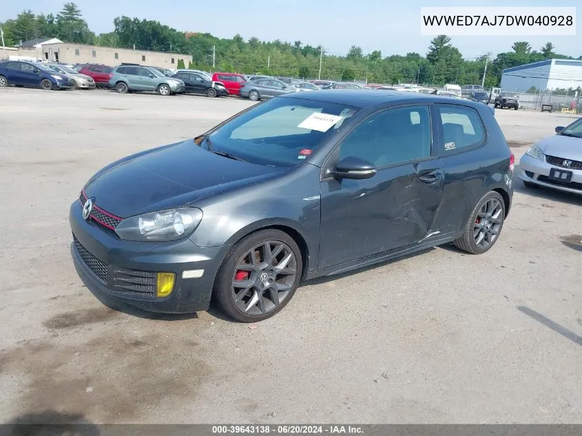 2013 Volkswagen Gti 2-Door VIN: WVWED7AJ7DW040928 Lot: 39643138