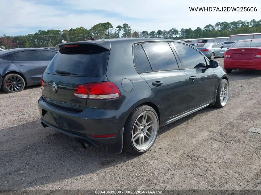 2013 Volkswagen Gti 4-Door VIN: WVWHD7AJ2DW025606 Lot: 40439800